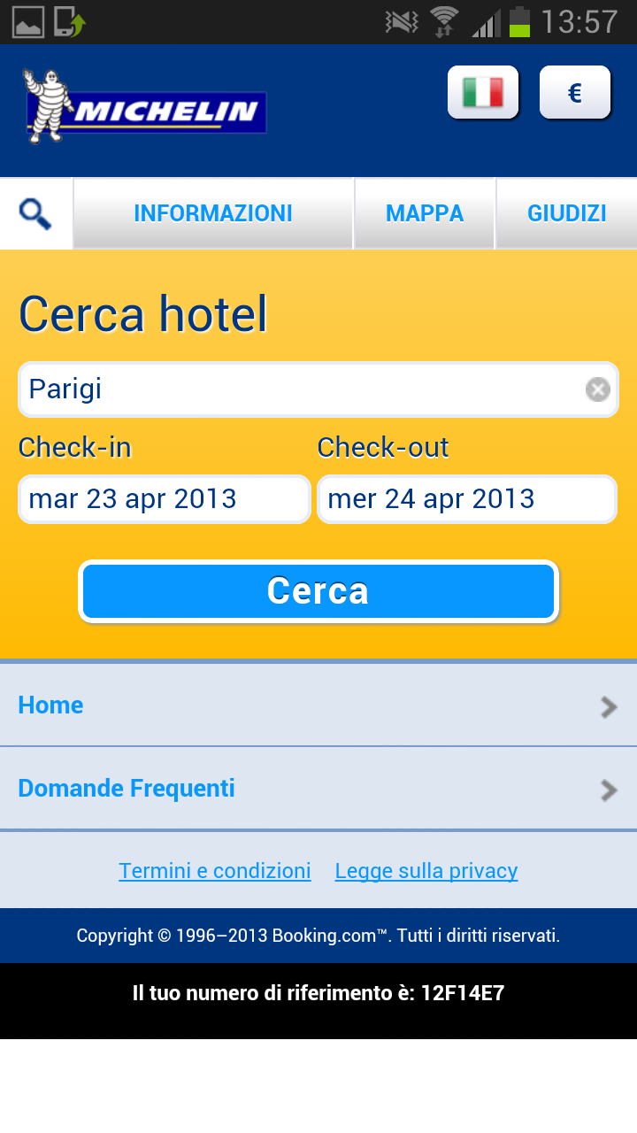 Android application MICHELIN Hotels- Booking screenshort