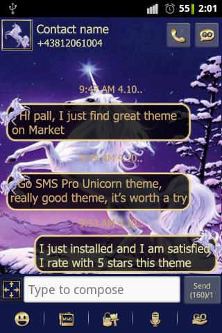 Unicorn theme Go SMS Pro