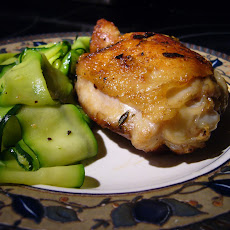 Pan-Roasted Chicken Thighs, Zucchini Ribbons
