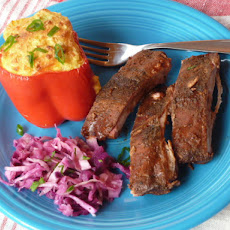 Baked Red Bell Peppers with Sweet Corn Spoon Bread