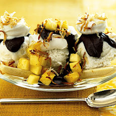 Banana Split with Curried Chocolate-Coconut Sauce
