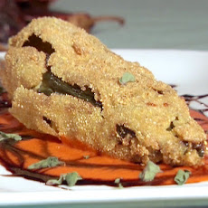 Eggplant and Manchego Filled Chile Relleno with Red Pepper-Balsamic Sauce