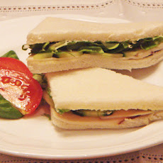 Turkey, cucumber and watercress sprouts afternoon tea sandwiches