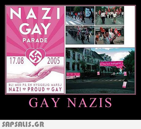 NA ZI GAY PARADE 17.08 082005 BLI MED PA EN HYGGELIG MARSJ NAZI PROUDGAY GAY NAZIS 