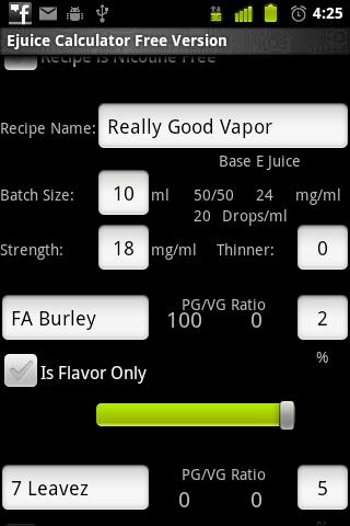 E Juice Calculator