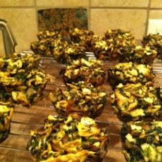 Mushroom-Spinach Matzoh Kugel in Muffin Pans