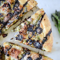 Springtime Mushroom, Asparagus + Prosciutto Pizza with Balsamic Glaze