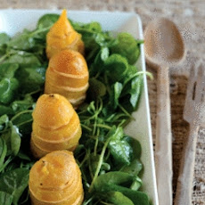 Geitost and Golden Beet Stacks on Watercress Salad