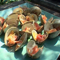 Grilled Clams on the Half Shell with Serrano Ham