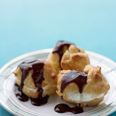 Cream Puffs with Ice Cream and Hot Fudge Sauce