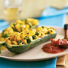 Stuffed Zucchini with Potatoes and Peas