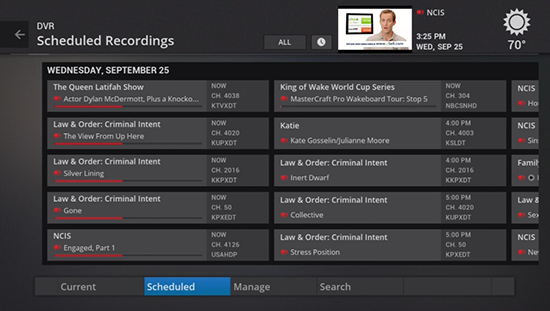 Zeigen Sie geplante Aufzeichnungen auf altem Fibre TV an