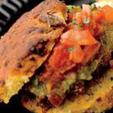 Beer-and-Beef Chili Sliders on Bacon Biscuits with Tomatillo Ketchup