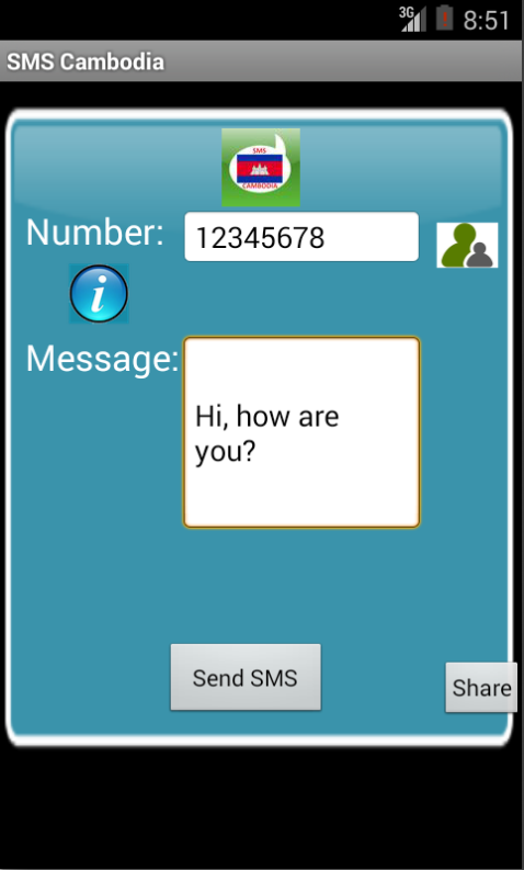 Android application Free SMS Cambodia screenshort