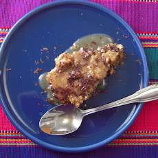 Dark Chocolate Peanut Butter Baked Oatmeal with Salted Caramel Sauce