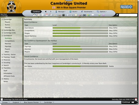 Football manager 2009 Board Confidence