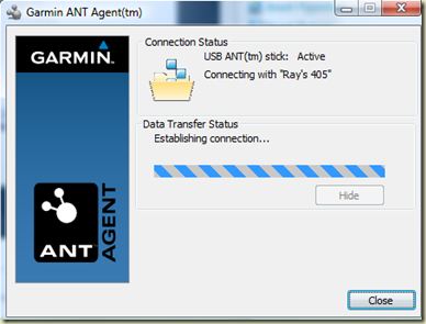 Garmin 405 ANT+ Sync