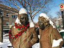 Davis Square Masked Statues