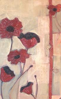 Tile Painitng-Beautiful Red Flowers
