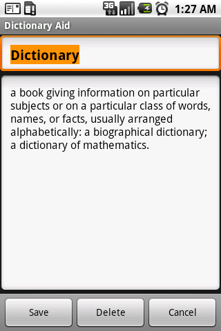 Droid Dictionary Plugin