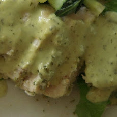 HOT Swordfish with COOL Coconut Avocado Cream Sauce
