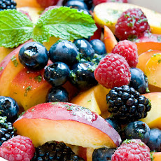 Peaches & Berries with Lemon-Mint Syrup