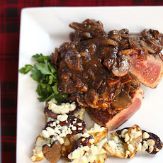 Steak With Drunken Mushrooms & Roasted Blue Cheese Potatoes