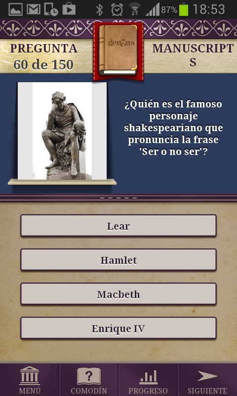 Android application Genius Literature Quiz screenshort