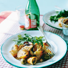 Roasted Calamari with Garlic, New Potatoes, and Chickpeas