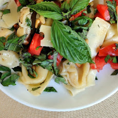 Cannellini and Macaroni Salad with Grilled Tomatoes, Basil, and Olives
