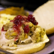 Turkey Sandwiches with Cranberry Relish, Stuffing and Gravy