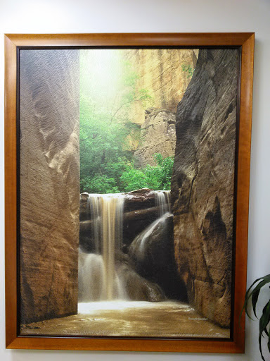 Waterfall In A Slot Canyon Printed On Canvas