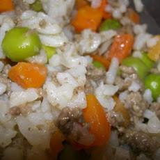 Beef, Rice, Peas and Carrots One Dish Meal