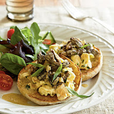 Scrambled Eggs with Morel and Tarragon Cream Sauce