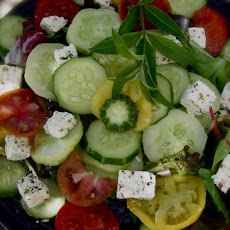 Tomato, Cucumber and Feta Salad With Lemon Verbena