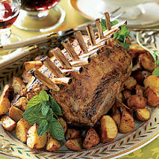 Roast Racks of Lamb with New Potatoes and Mint Pesto