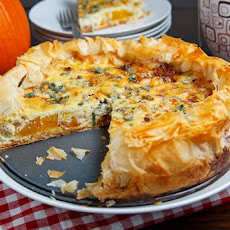 Roasted Pumpkin Quiche with Caramelized Onions, Gorgonzola and Sage