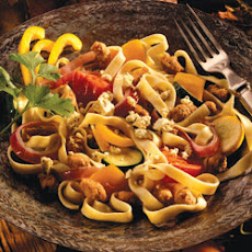 Fettuccine with Roasted Tomatoes, Vegetables and Sausage