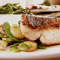 Seared Wild Striped Bass with Sauteed Spring Vegetables
