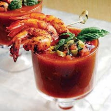 Heirloom Tomato Soup With Shrimp & Avocado