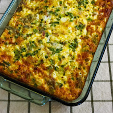 Karyn's Breakfast Casserole with Artichokes, Canadian Bacon, and Goat Cheese