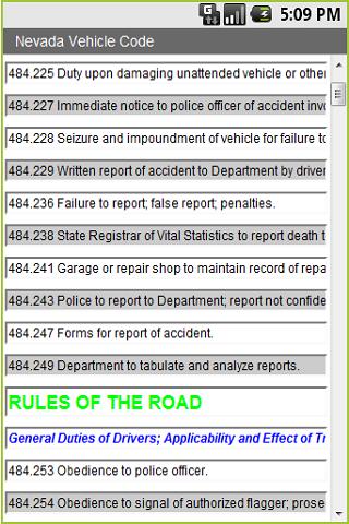 Nevada Vehicle Code 4 Cops