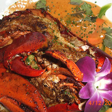 Macadamia-Crusted Sea Bass with Mango Cream Sauce