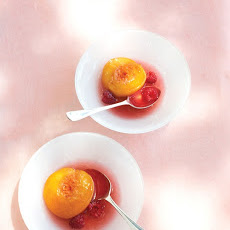 Poached Peaches with Raspberries