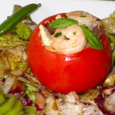 Tomatoes Stuffed With Orzo Shrimp Salad