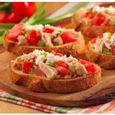 Open-Face Chicken Bruschetta on Garlic Bread