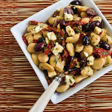 Butter Bean Salad with Sun-Dried Tomatoes, Kalamata Olives, Feta, and Basil Vinaigrette
