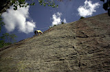 beginning to climb up the 80 ft cliff
