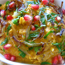 Butternut Squash Dip with Pomegranate Molasses, Feta, and Caramelized Shallots