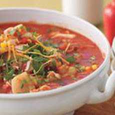 Sweet Red Chowder with Leek, Corn and Crab